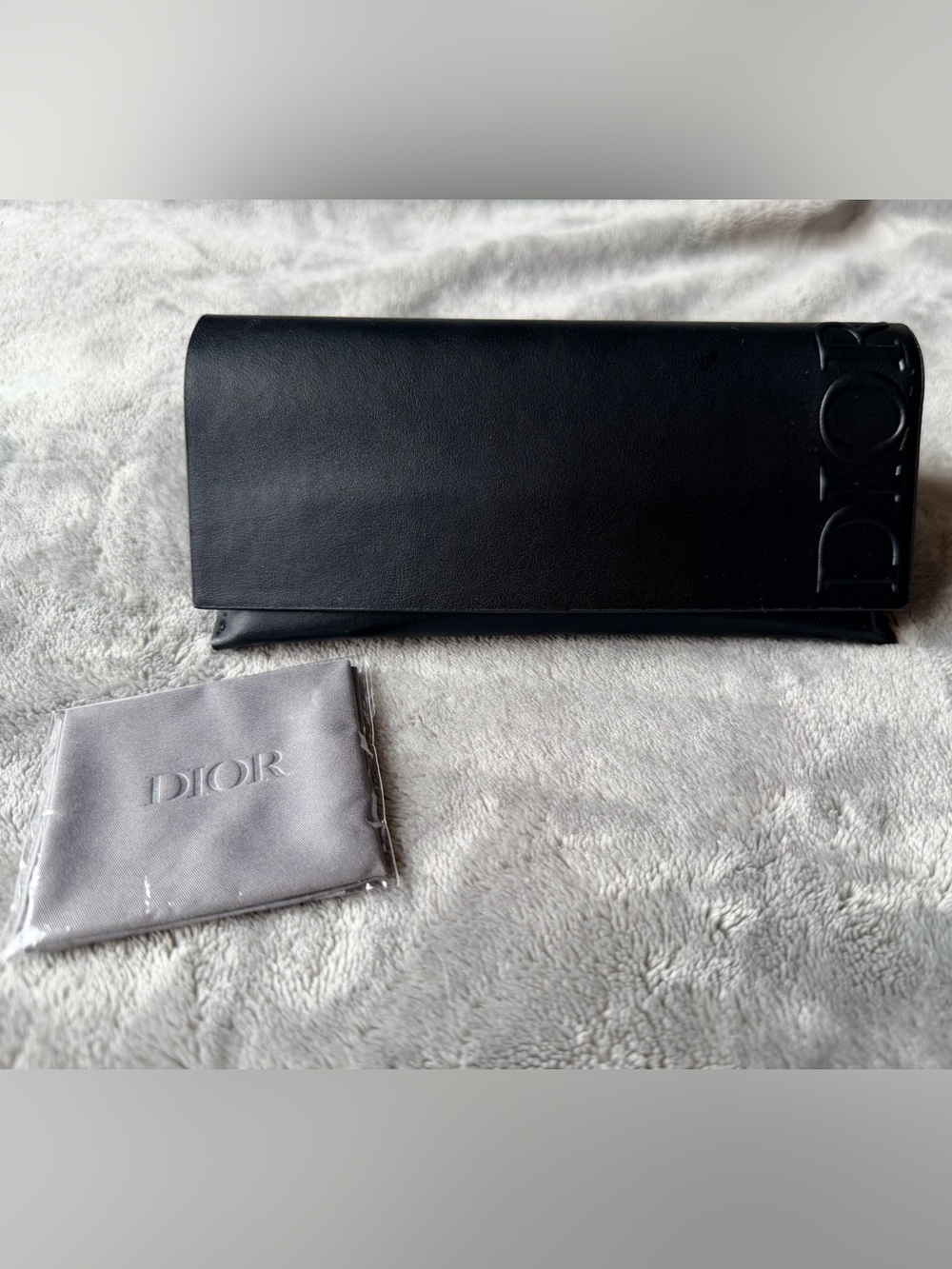 Dior Black Leather Fold-Over Sunglass Case